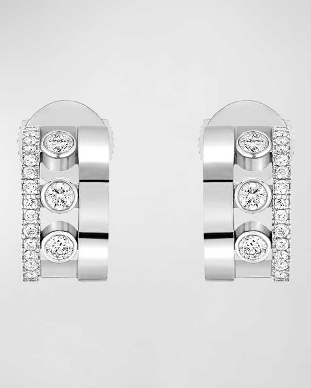 Move Romane18k White Gold Diamond Hoop Earrings